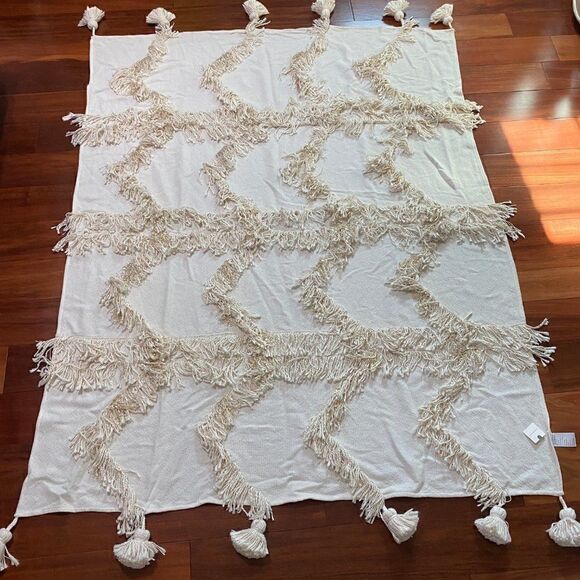 ANTHROPOLOGIE Fringe Bay Throw Blanket - Picture 5 of 8